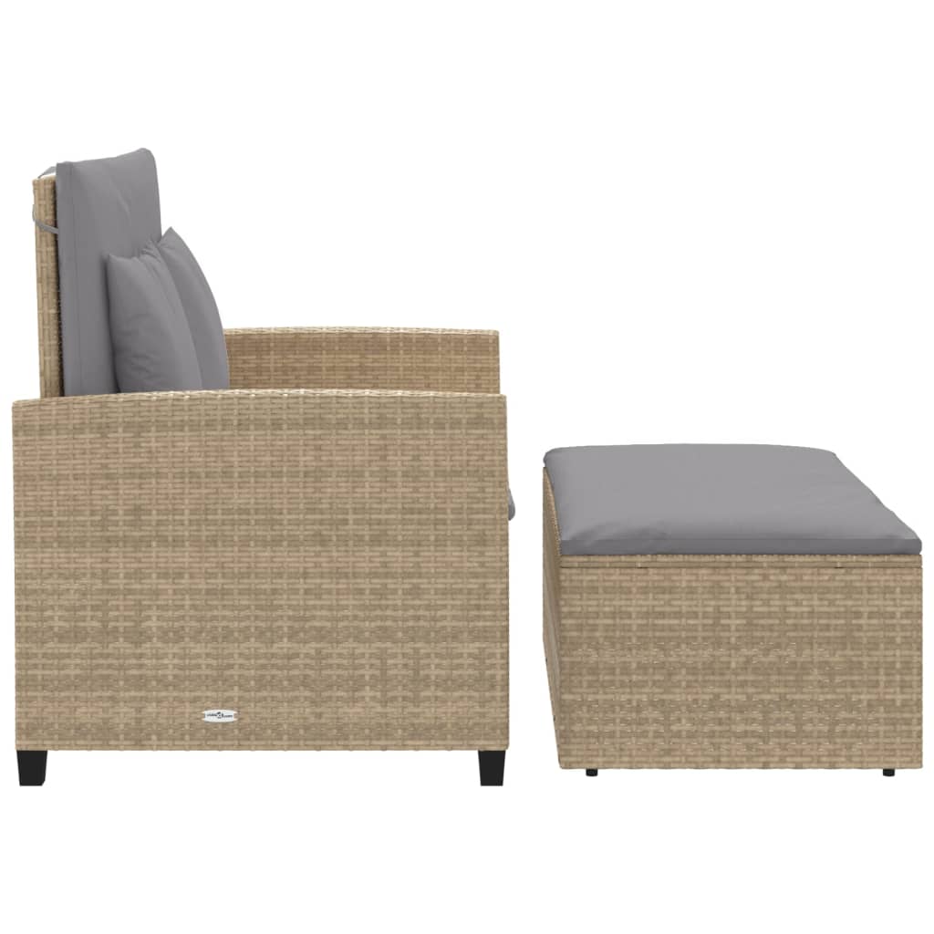 Tuinbank 2-zits met kussens poly rattan beige is nu te koop bij PeponiXL, paradijselijk wonen!