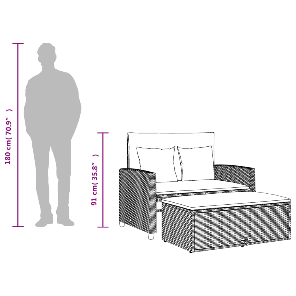 Tuinbank 2-zits met kussens poly rattan beige is nu te koop bij PeponiXL, paradijselijk wonen!