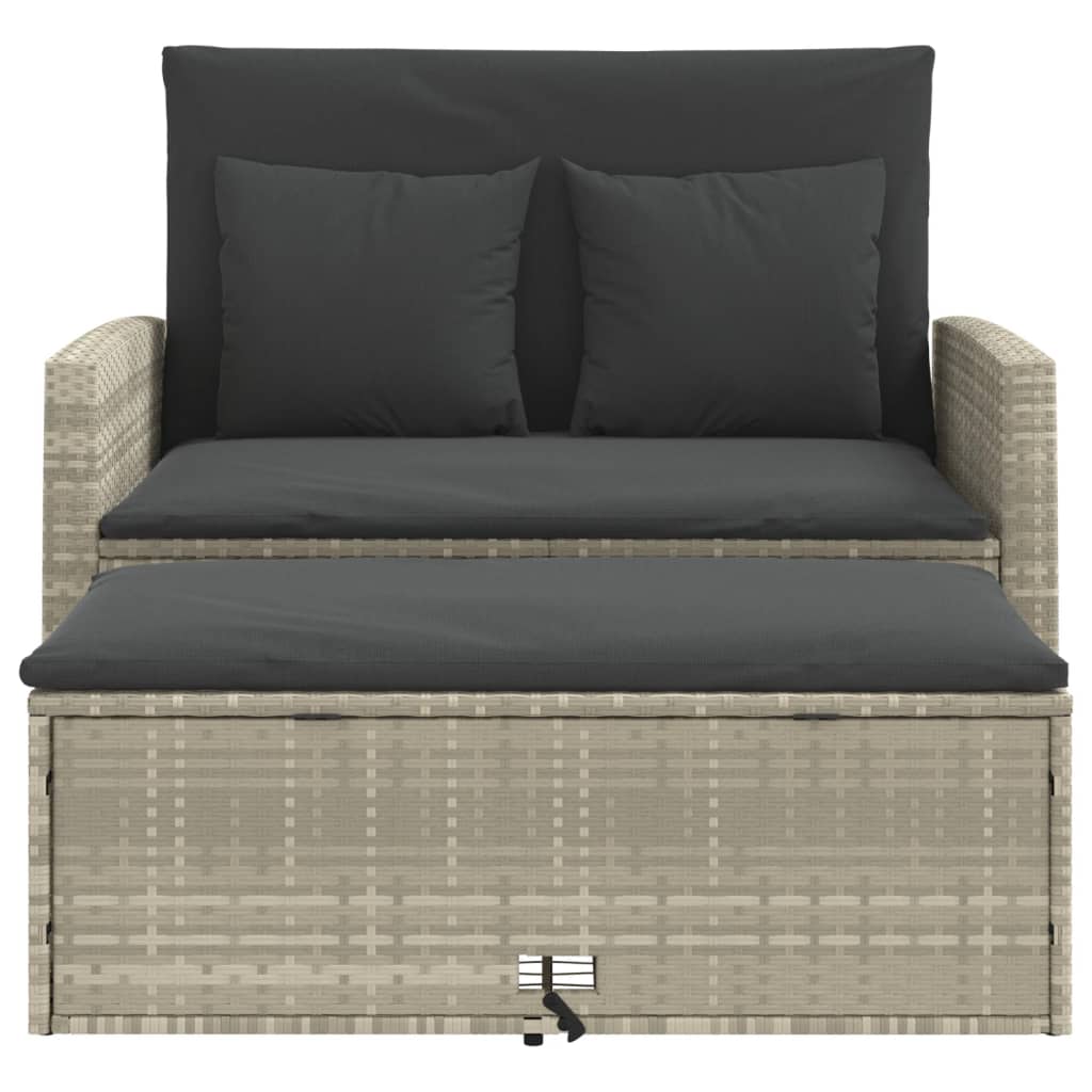 Tuinbank 2-zits met kussens poly rattan lichtgrijs is nu te koop bij PeponiXL, paradijselijk wonen!