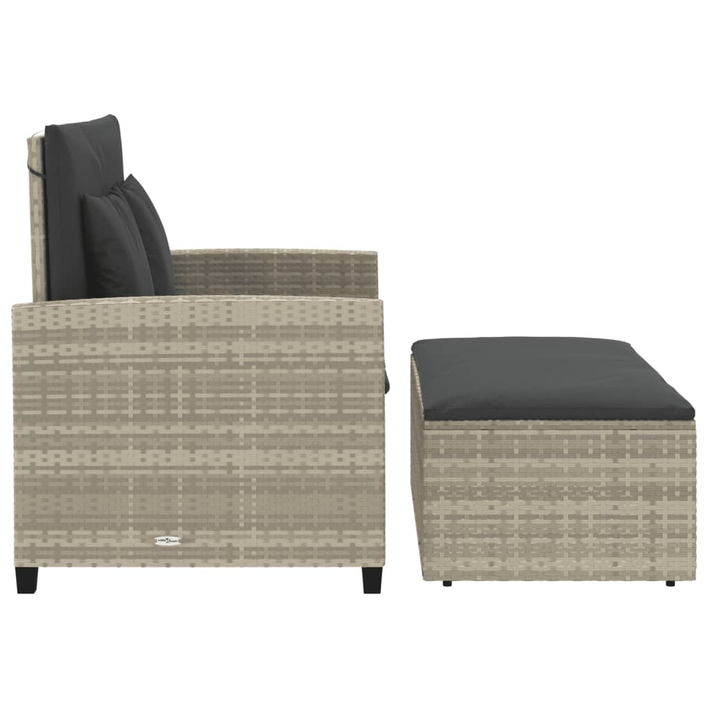 Tuinbank 2-zits met kussens poly rattan lichtgrijs is nu te koop bij PeponiXL, paradijselijk wonen!