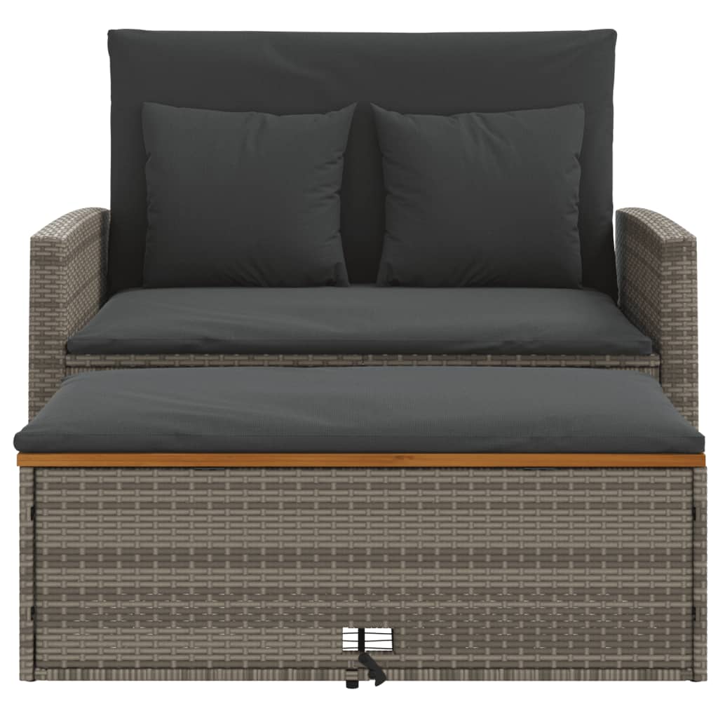 Tuinbank 2-zits met kussens poly rattan en acaciahout grijs is nu te koop bij PeponiXL, paradijselijk wonen!