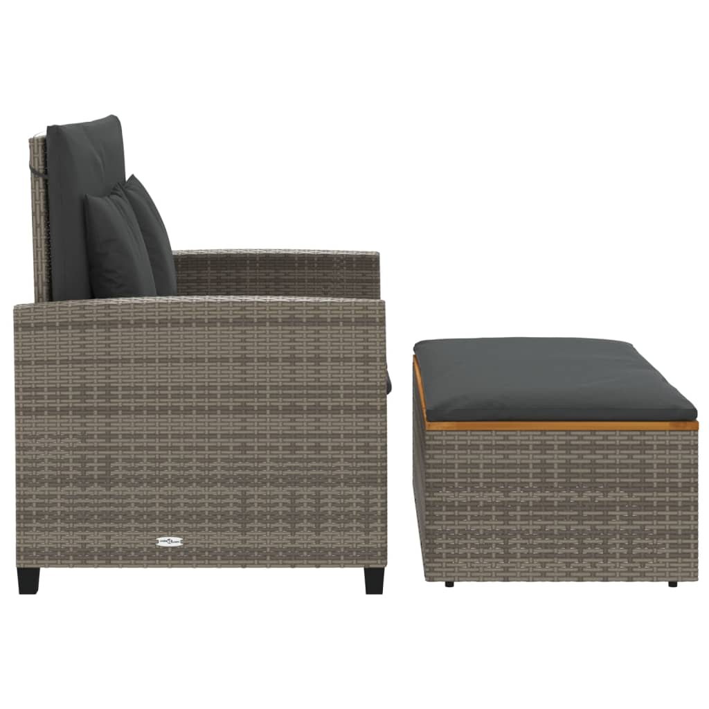 Tuinbank 2-zits met kussens poly rattan en acaciahout grijs is nu te koop bij PeponiXL, paradijselijk wonen!