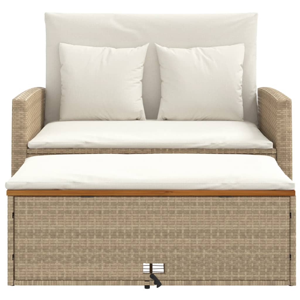 Tuinbank 2-zits met kussens poly rattan en acaciahout beige is nu te koop bij PeponiXL, paradijselijk wonen!
