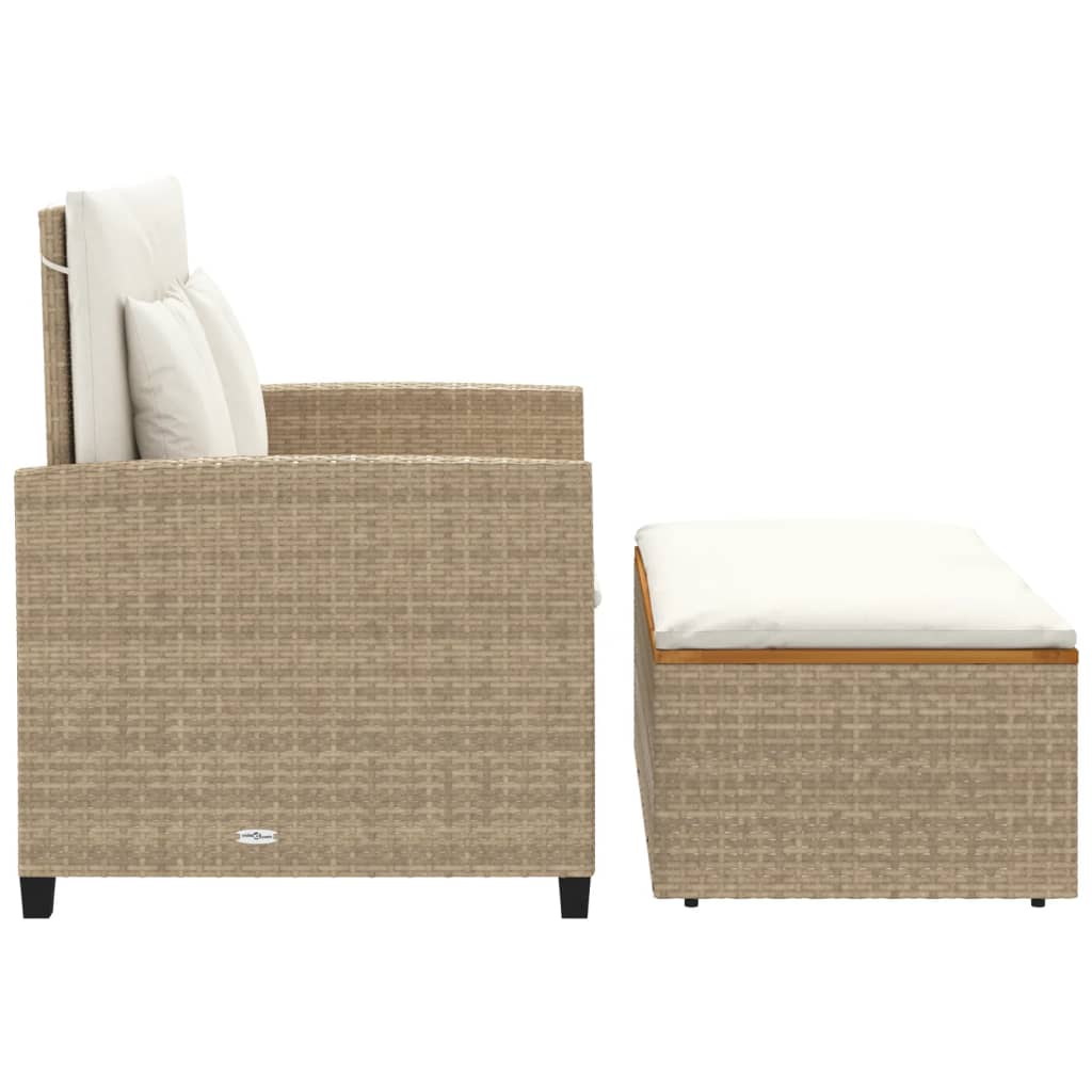 Tuinbank 2-zits met kussens poly rattan en acaciahout beige is nu te koop bij PeponiXL, paradijselijk wonen!