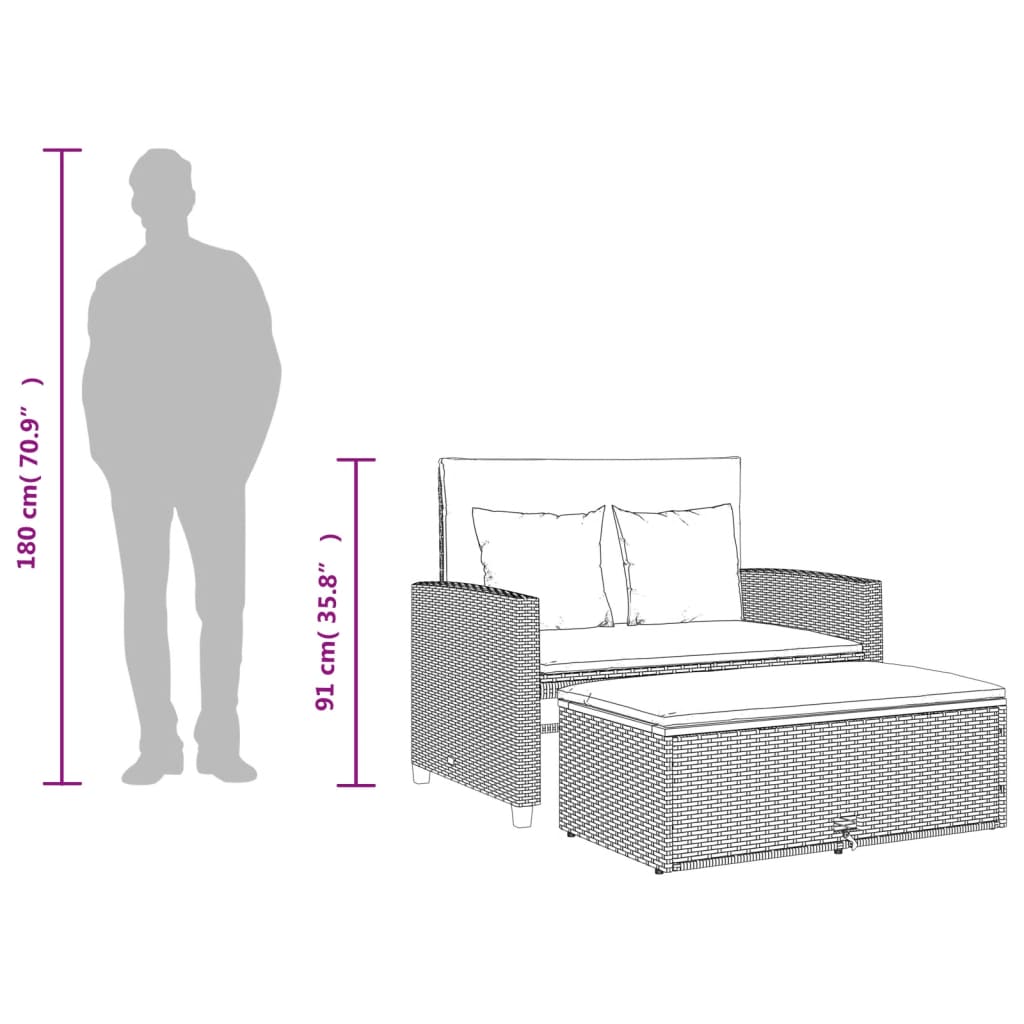 Tuinbank 2-zits met kussens poly rattan en acaciahout beige is nu te koop bij PeponiXL, paradijselijk wonen!