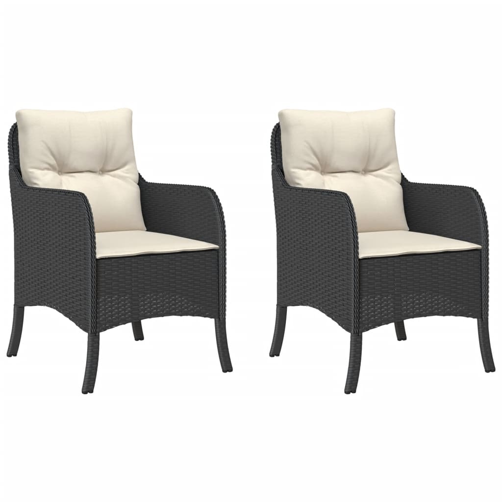 Tuinstoelen 2 st met kussens poly rattan zwart is nu te koop bij PeponiXL, paradijselijk wonen!