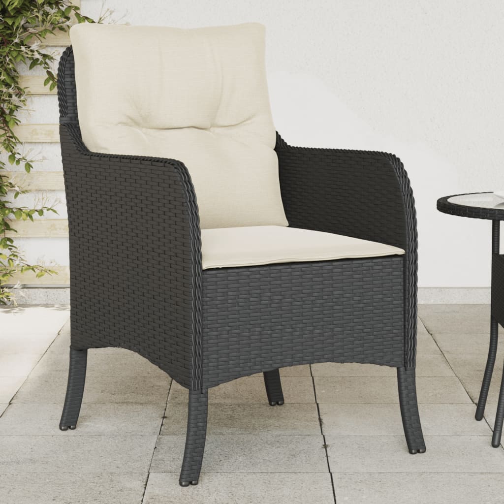 Tuinstoelen 2 st met kussens poly rattan zwart is nu te koop bij PeponiXL, paradijselijk wonen!