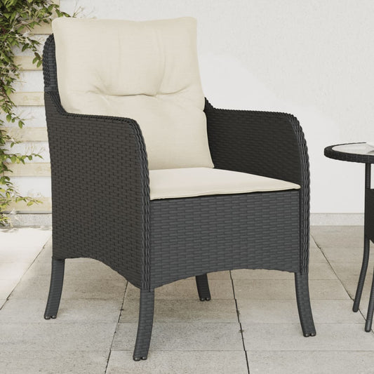 Tuinstoelen 2 st met kussens poly rattan zwart is nu te koop bij PeponiXL, paradijselijk wonen!