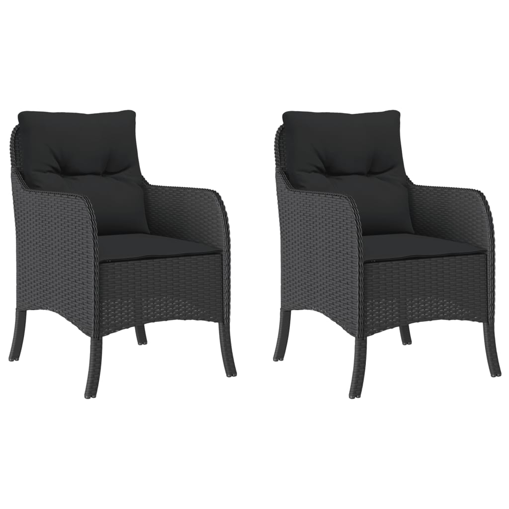 Tuinstoelen 2 st met kussens poly rattan zwart is nu te koop bij PeponiXL, paradijselijk wonen!