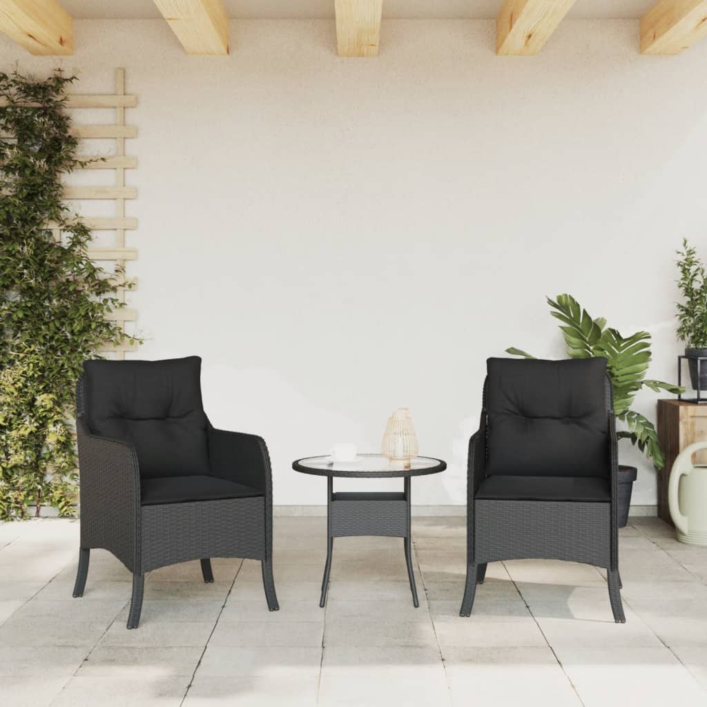 Tuinstoelen 2 st met kussens poly rattan zwart is nu te koop bij PeponiXL, paradijselijk wonen!