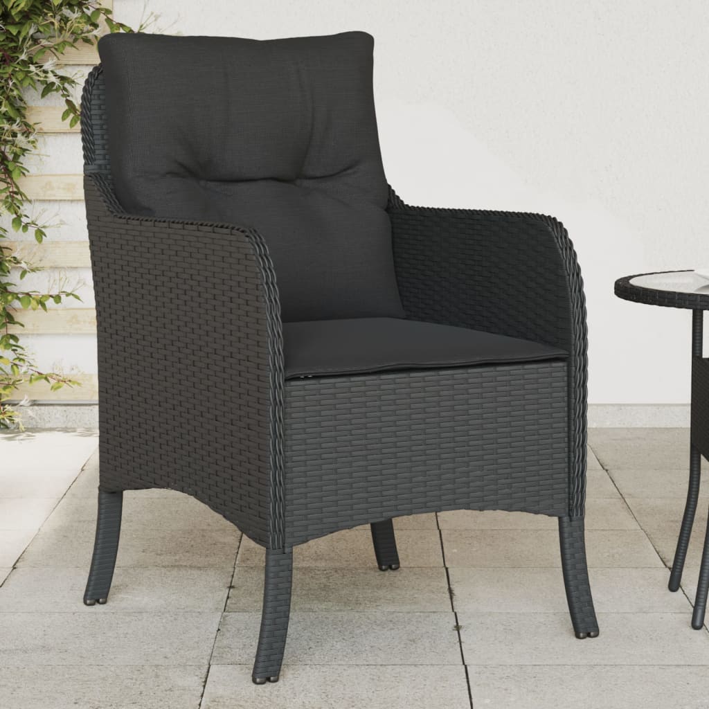 Tuinstoelen 2 st met kussens poly rattan zwart is nu te koop bij PeponiXL, paradijselijk wonen!