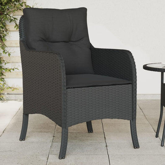 Tuinstoelen 2 st met kussens poly rattan zwart is nu te koop bij PeponiXL, paradijselijk wonen!