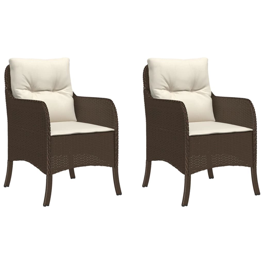 Tuinstoelen 2 st met kussens poly rattan bruin is nu te koop bij PeponiXL, paradijselijk wonen!
