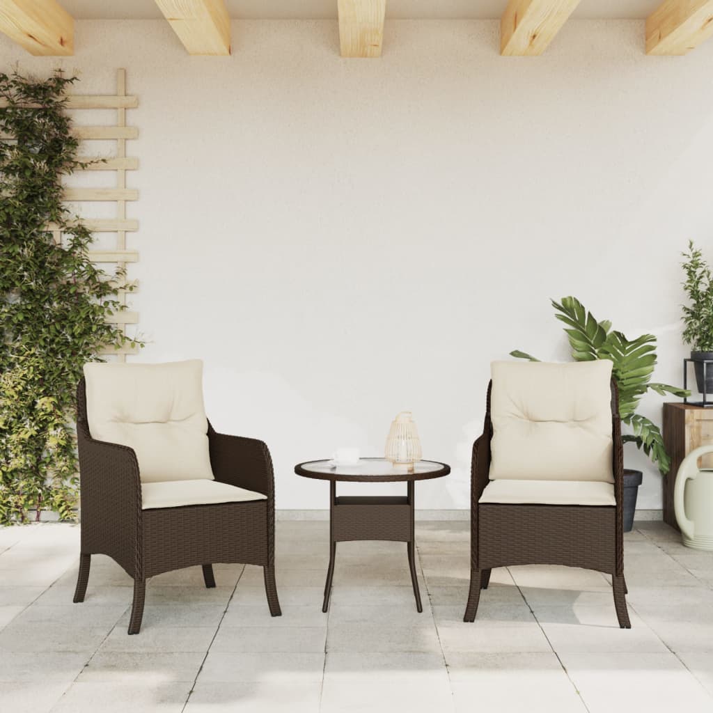 Tuinstoelen 2 st met kussens poly rattan bruin is nu te koop bij PeponiXL, paradijselijk wonen!