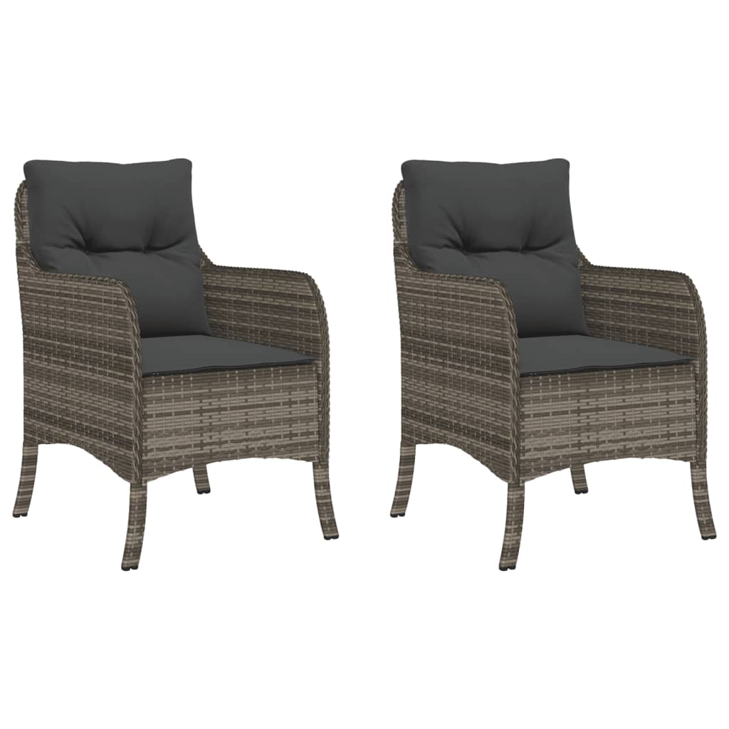 Tuinstoelen 2 st met kussens poly rattan grijs is nu te koop bij PeponiXL, paradijselijk wonen!