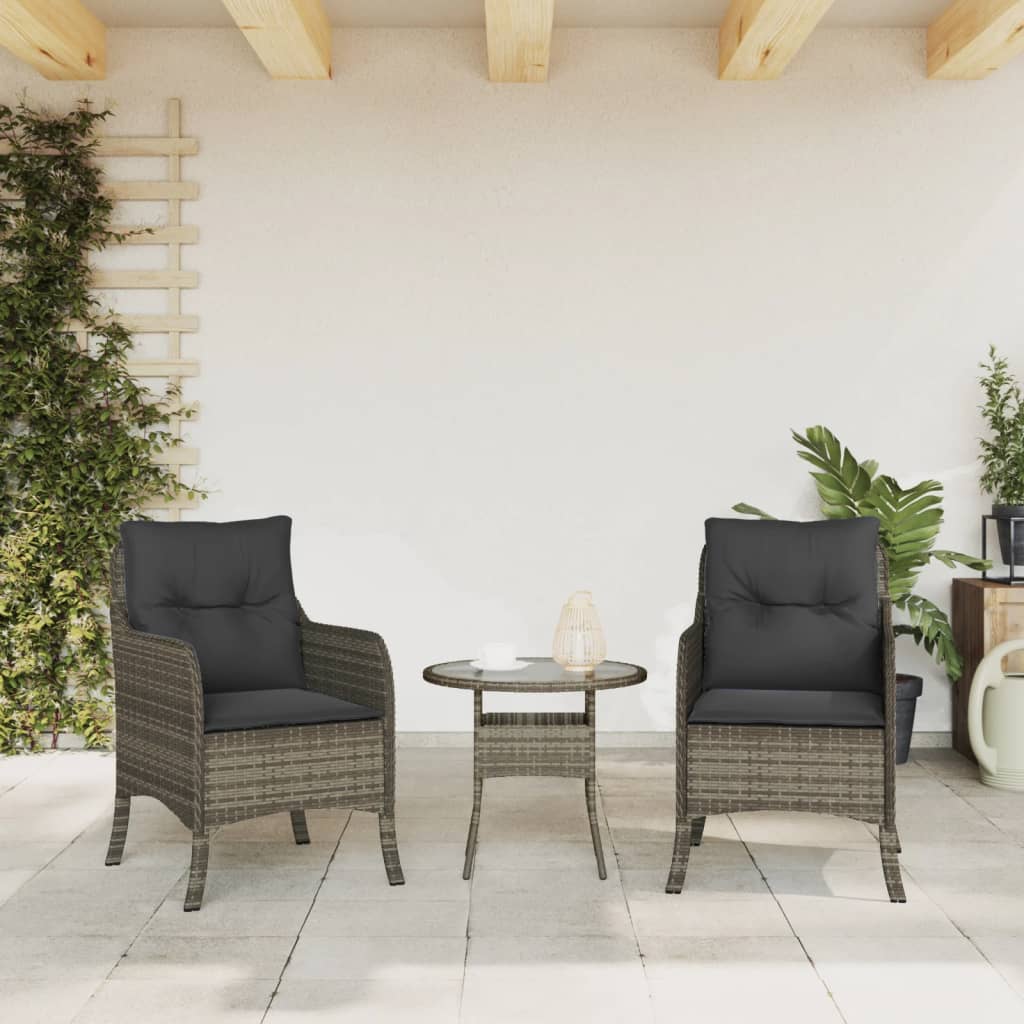 Tuinstoelen 2 st met kussens poly rattan grijs is nu te koop bij PeponiXL, paradijselijk wonen!