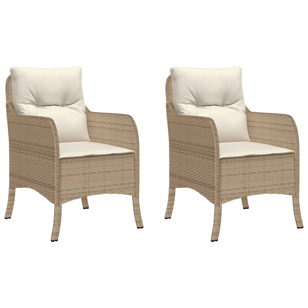 Tuinstoelen 2 st met kussens poly rattan beige is nu te koop bij PeponiXL, paradijselijk wonen!