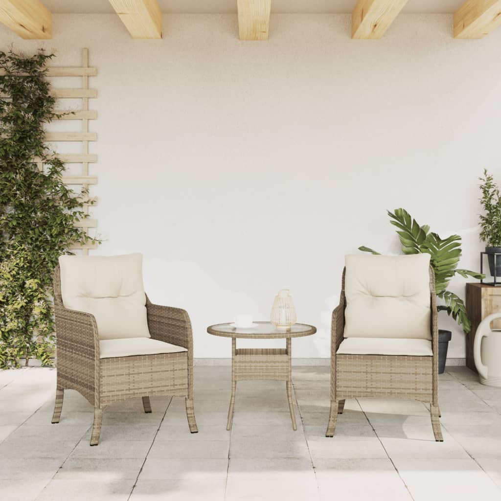 Tuinstoelen 2 st met kussens poly rattan beige is nu te koop bij PeponiXL, paradijselijk wonen!