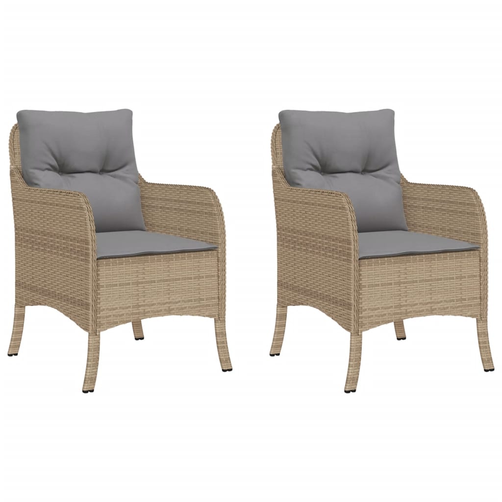 Tuinstoelen 2 st met kussens poly rattan gemengd beige is nu te koop bij PeponiXL, paradijselijk wonen!