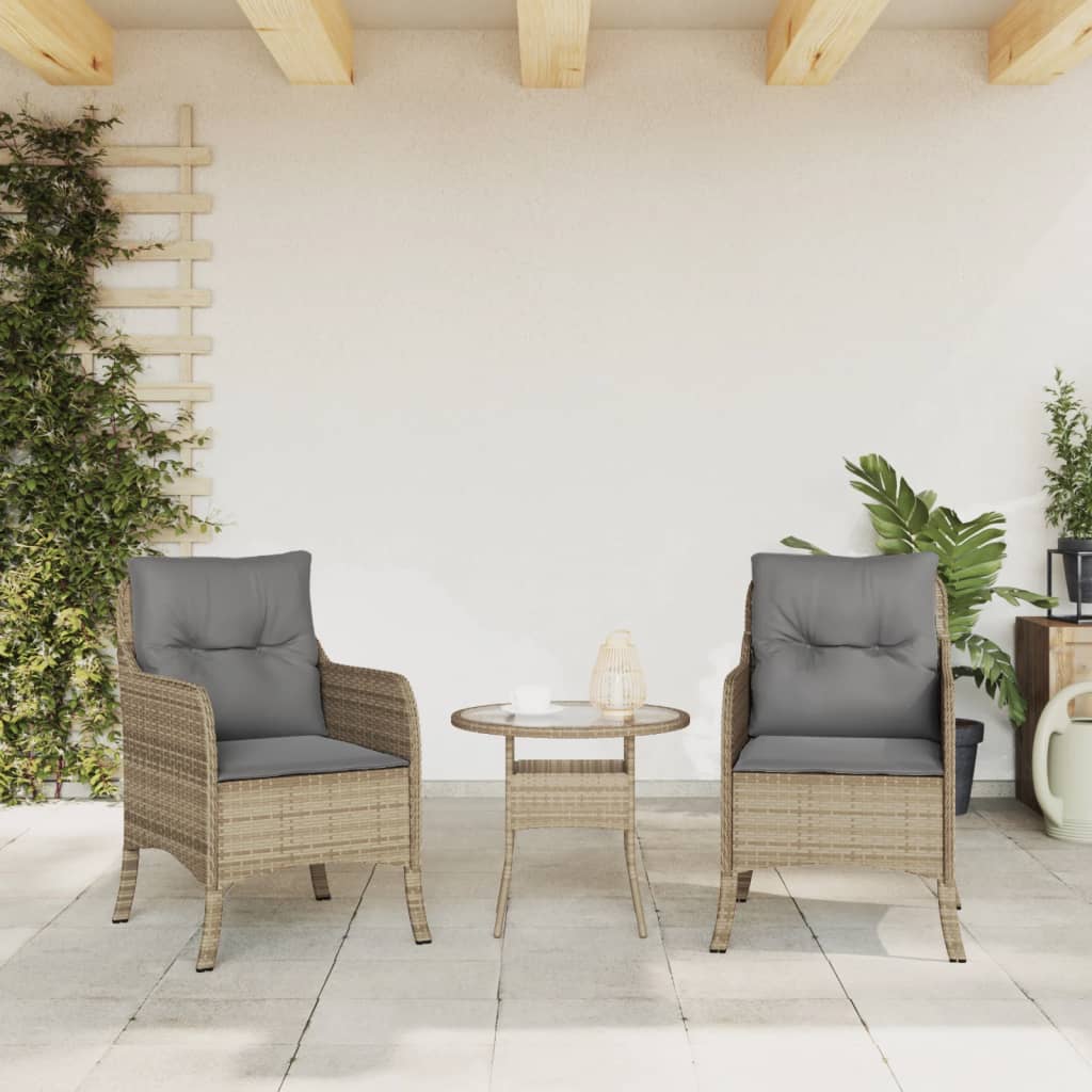 Tuinstoelen 2 st met kussens poly rattan gemengd beige is nu te koop bij PeponiXL, paradijselijk wonen!