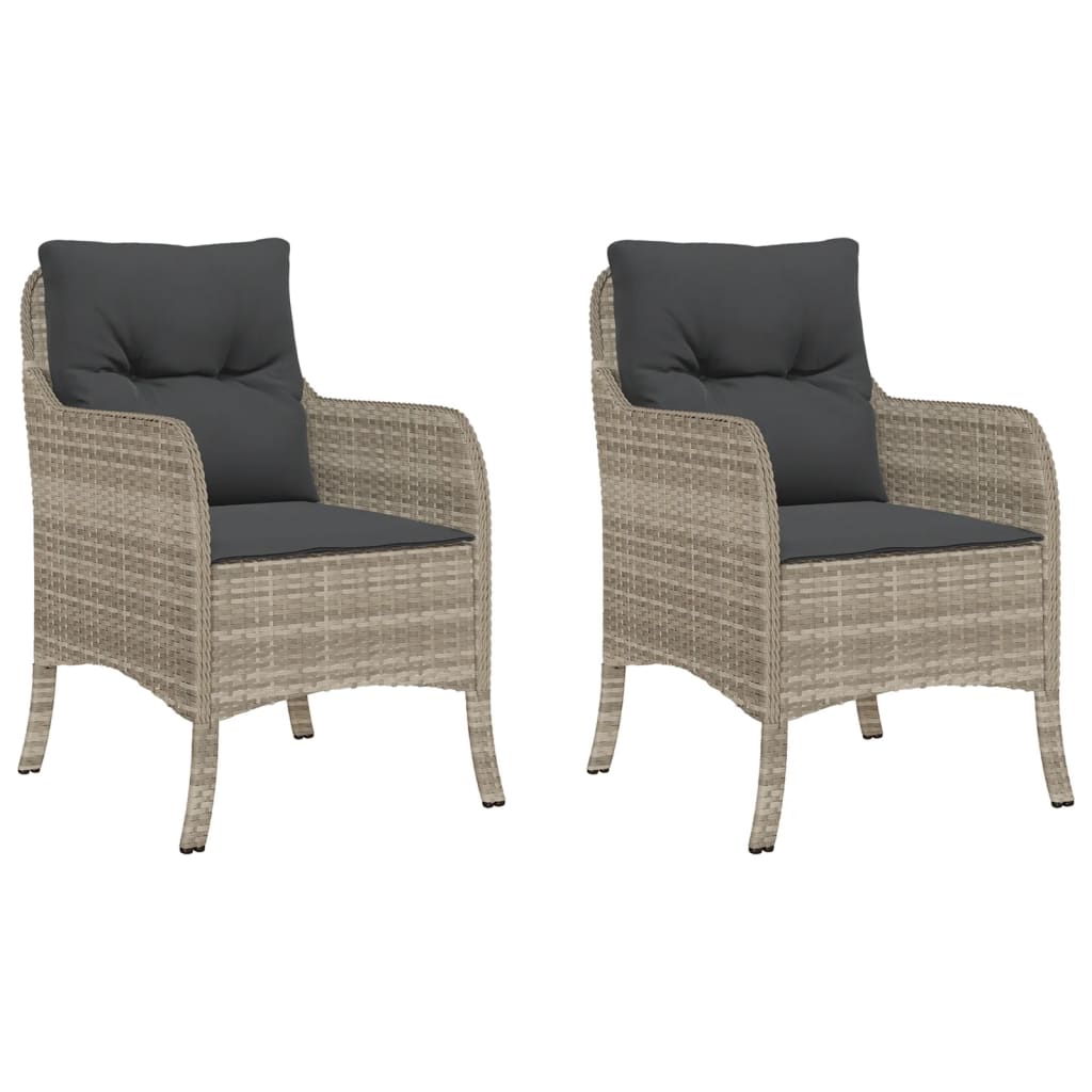 Tuinstoelen 2 st met kussens poly rattan lichtgrijs is nu te koop bij PeponiXL, paradijselijk wonen!