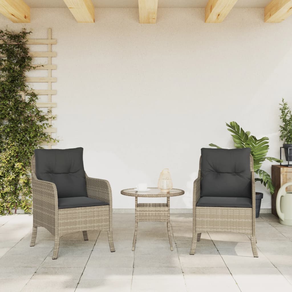 Tuinstoelen 2 st met kussens poly rattan lichtgrijs is nu te koop bij PeponiXL, paradijselijk wonen!