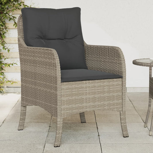 Tuinstoelen 2 st met kussens poly rattan lichtgrijs is nu te koop bij PeponiXL, paradijselijk wonen!