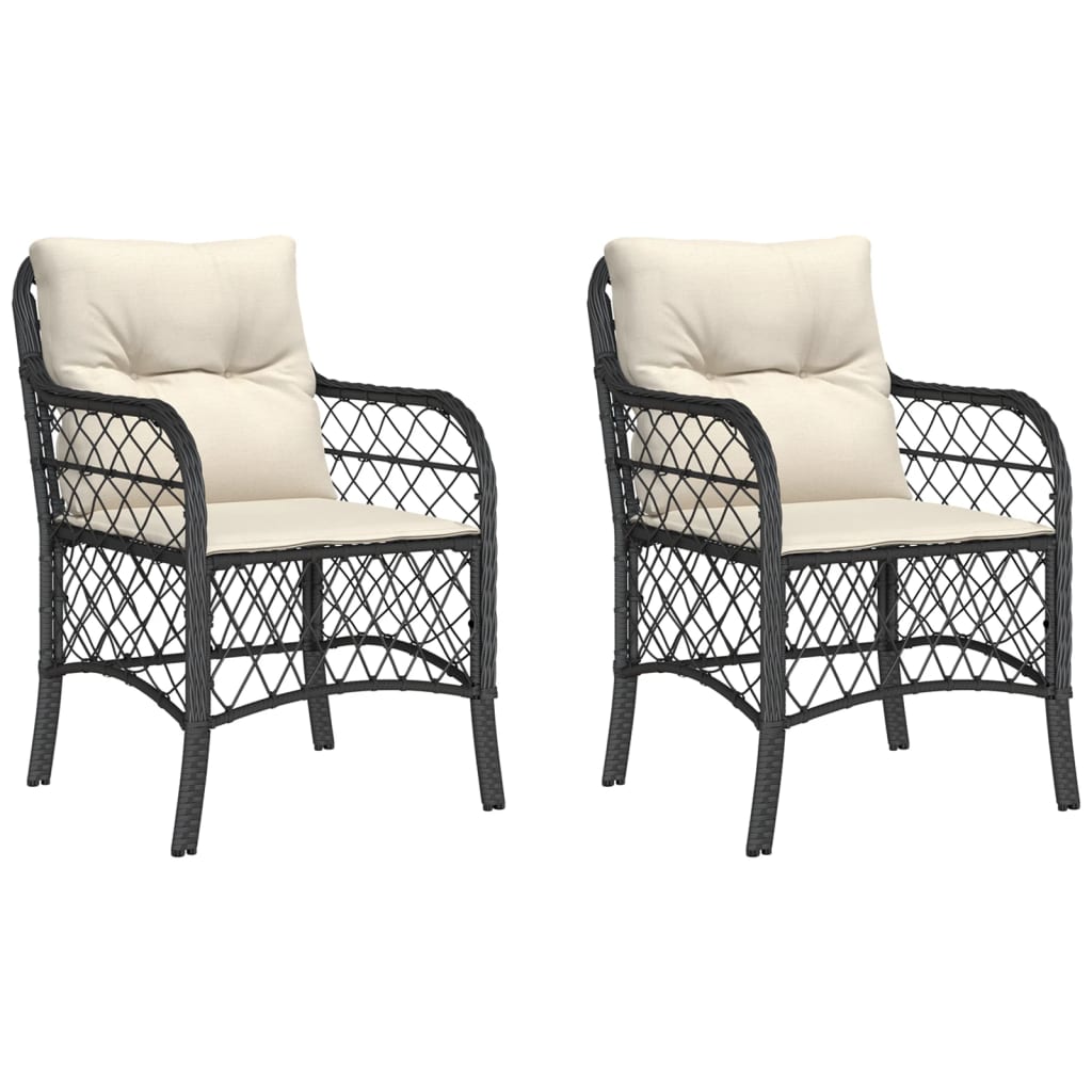 Tuinstoelen 2 st met kussens poly rattan zwart is nu te koop bij PeponiXL, paradijselijk wonen!