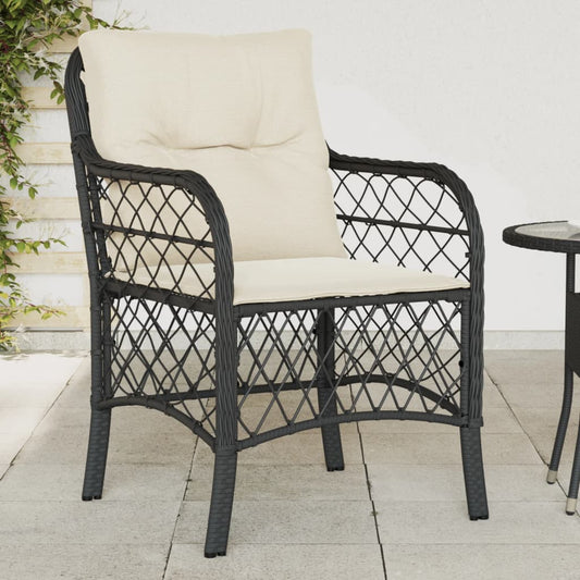 Tuinstoelen 2 st met kussens poly rattan zwart is nu te koop bij PeponiXL, paradijselijk wonen!