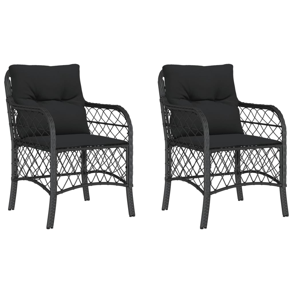 Tuinstoelen 2 st met kussens poly rattan zwart is nu te koop bij PeponiXL, paradijselijk wonen!