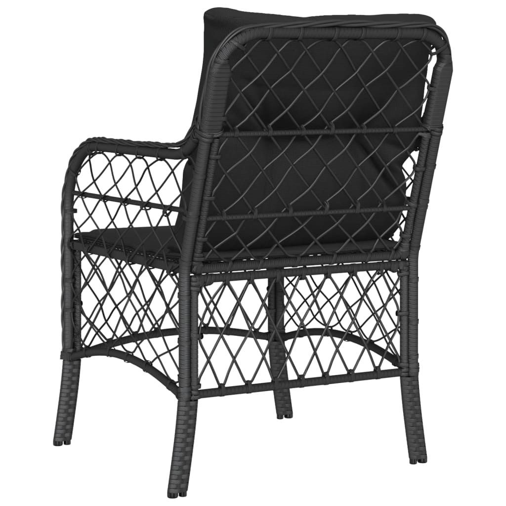 Tuinstoelen 2 st met kussens poly rattan zwart is nu te koop bij PeponiXL, paradijselijk wonen!