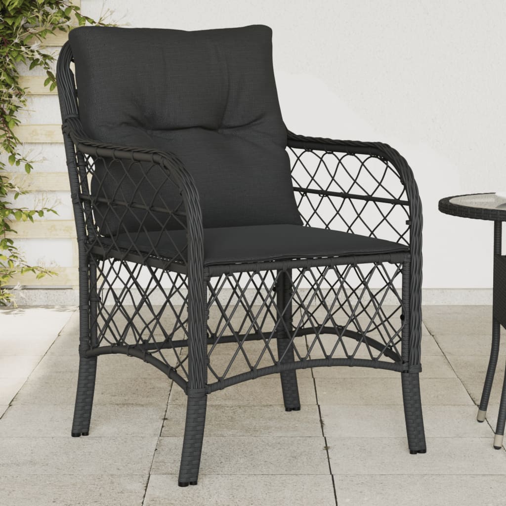 Tuinstoelen 2 st met kussens poly rattan zwart is nu te koop bij PeponiXL, paradijselijk wonen!