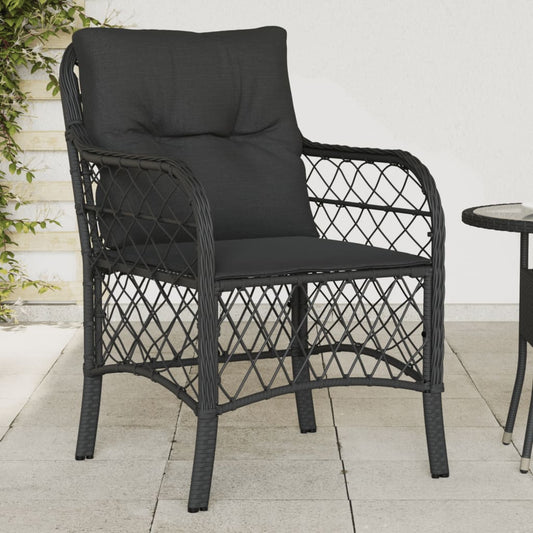 Tuinstoelen 2 st met kussens poly rattan zwart is nu te koop bij PeponiXL, paradijselijk wonen!