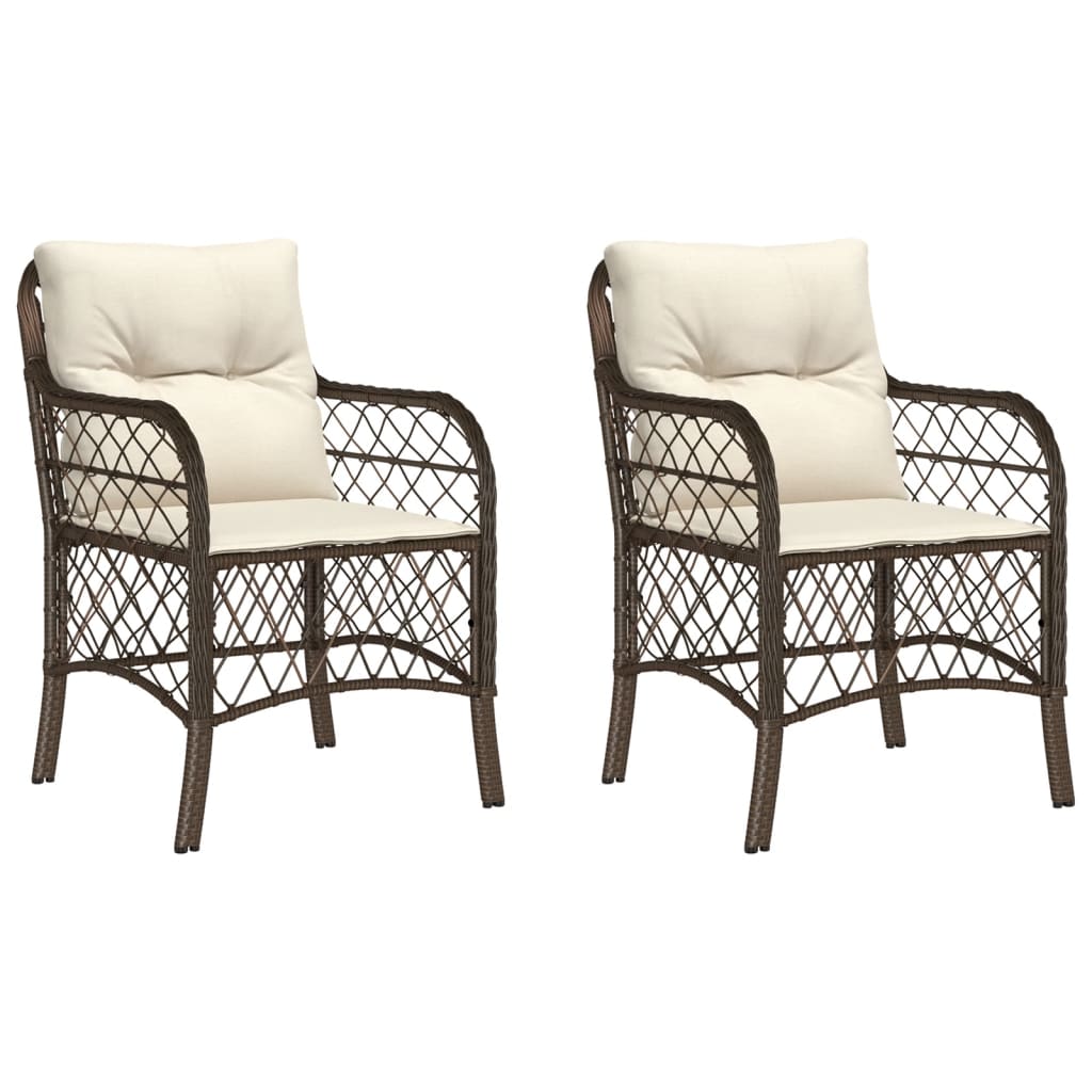 Tuinstoelen 2 st met kussens poly rattan bruin is nu te koop bij PeponiXL, paradijselijk wonen!