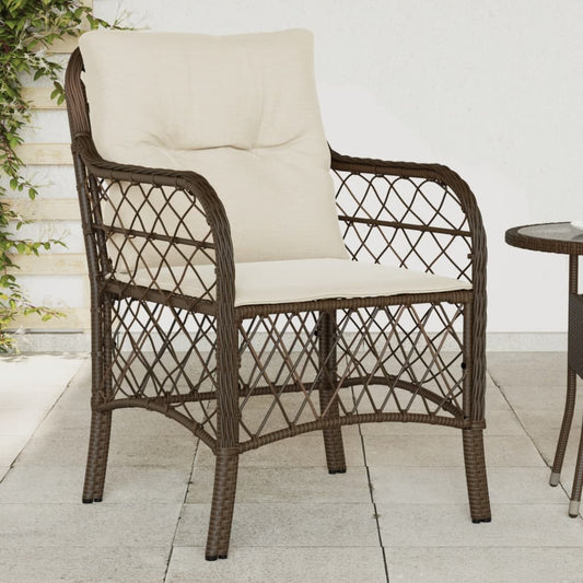 Tuinstoelen 2 st met kussens poly rattan bruin is nu te koop bij PeponiXL, paradijselijk wonen!