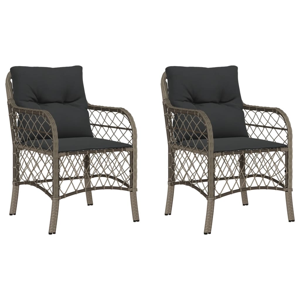 Tuinstoelen 2 st met kussens poly rattan grijs is nu te koop bij PeponiXL, paradijselijk wonen!