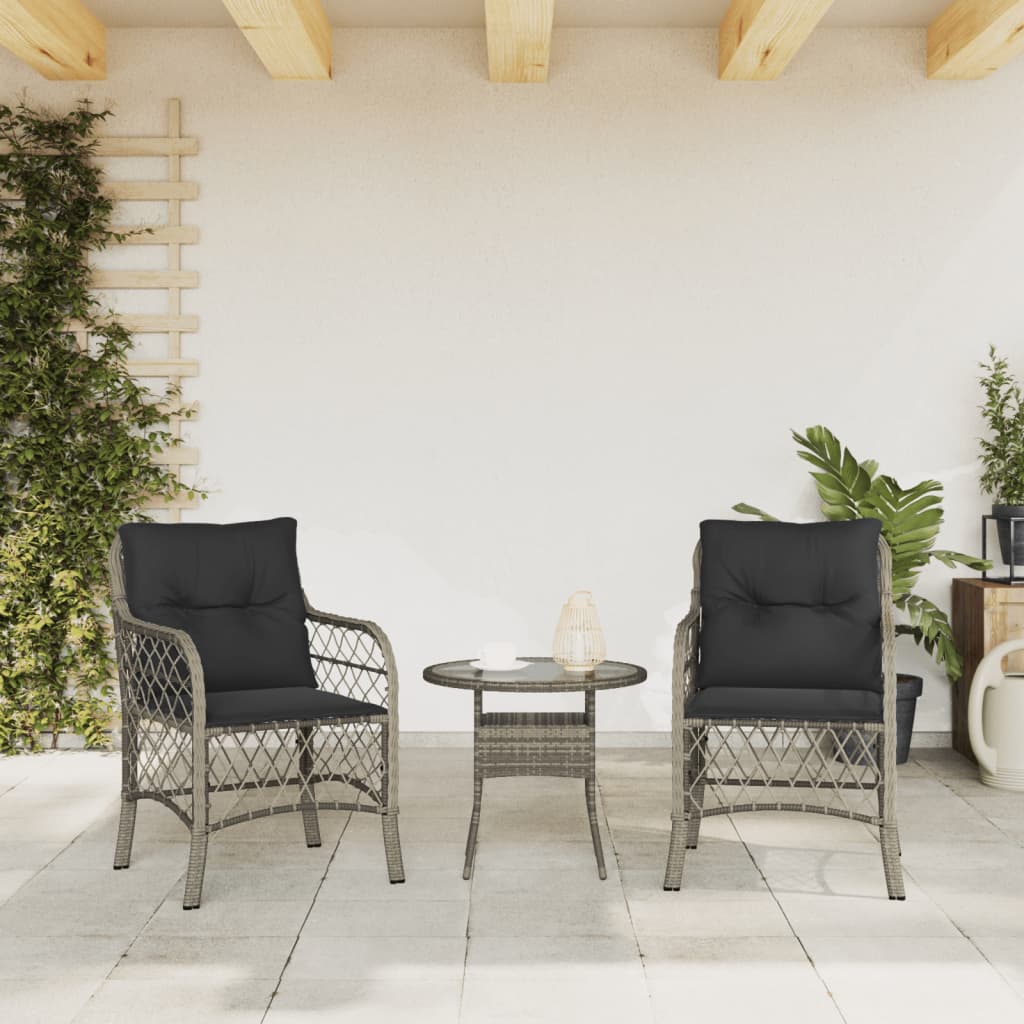 Tuinstoelen 2 st met kussens poly rattan grijs is nu te koop bij PeponiXL, paradijselijk wonen!