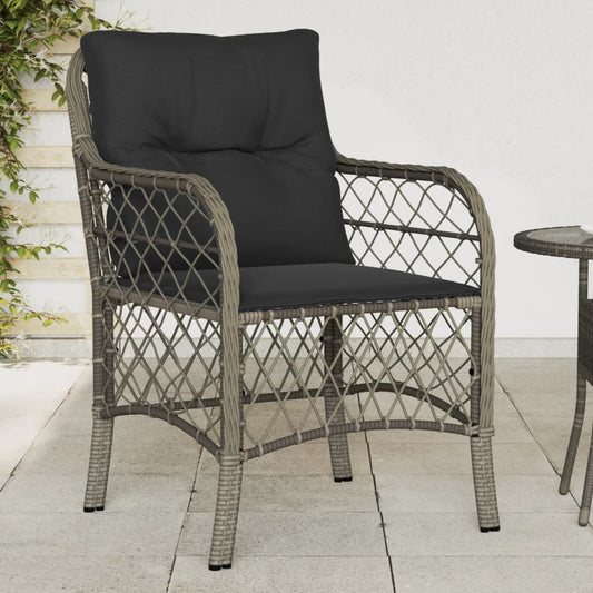 Tuinstoelen 2 st met kussens poly rattan grijs is nu te koop bij PeponiXL, paradijselijk wonen!