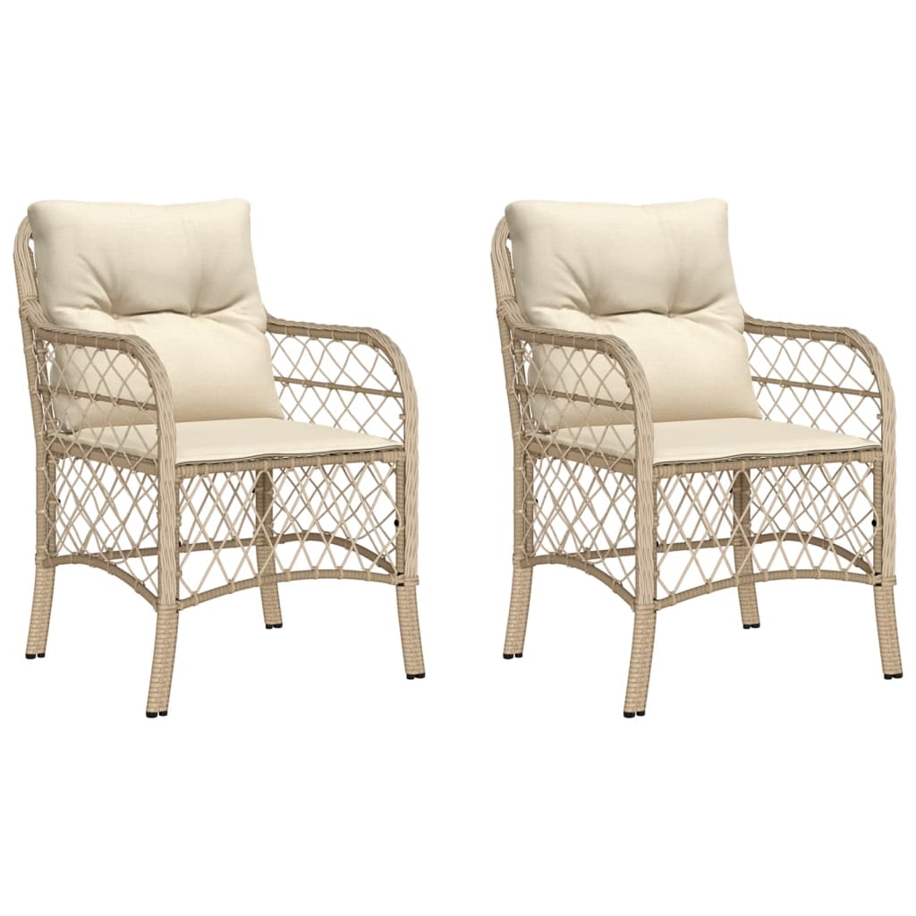 Tuinstoelen 2 st met kussens poly rattan beige is nu te koop bij PeponiXL, paradijselijk wonen!