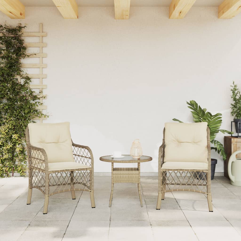 Tuinstoelen 2 st met kussens poly rattan beige is nu te koop bij PeponiXL, paradijselijk wonen!