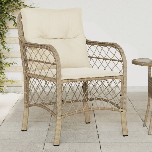 Tuinstoelen 2 st met kussens poly rattan beige is nu te koop bij PeponiXL, paradijselijk wonen!