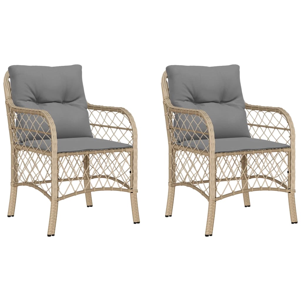 Tuinstoelen 2 st met kussens poly rattan gemengd beige is nu te koop bij PeponiXL, paradijselijk wonen!