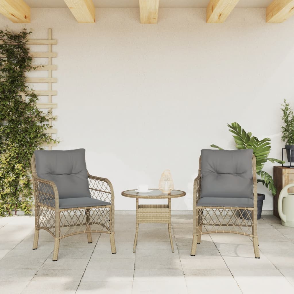 Tuinstoelen 2 st met kussens poly rattan gemengd beige is nu te koop bij PeponiXL, paradijselijk wonen!