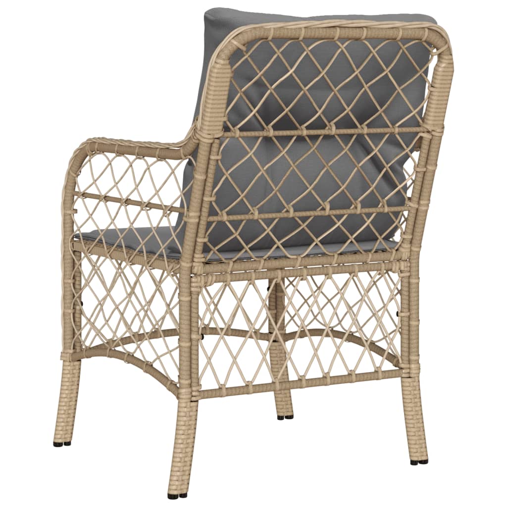 Tuinstoelen 2 st met kussens poly rattan gemengd beige is nu te koop bij PeponiXL, paradijselijk wonen!