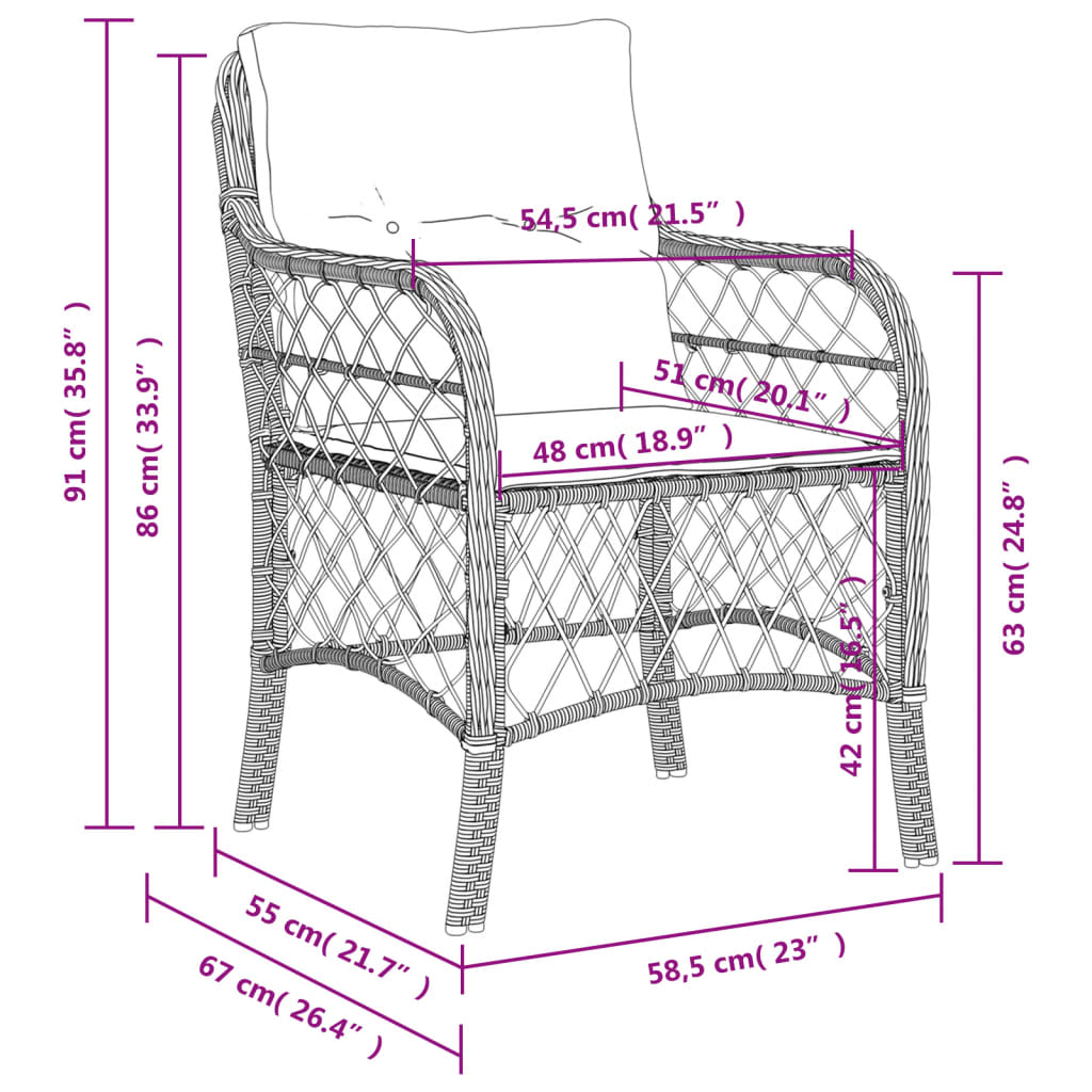 Tuinstoelen 2 st met kussens poly rattan gemengd beige is nu te koop bij PeponiXL, paradijselijk wonen!