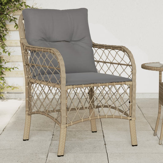 Tuinstoelen 2 st met kussens poly rattan gemengd beige is nu te koop bij PeponiXL, paradijselijk wonen!