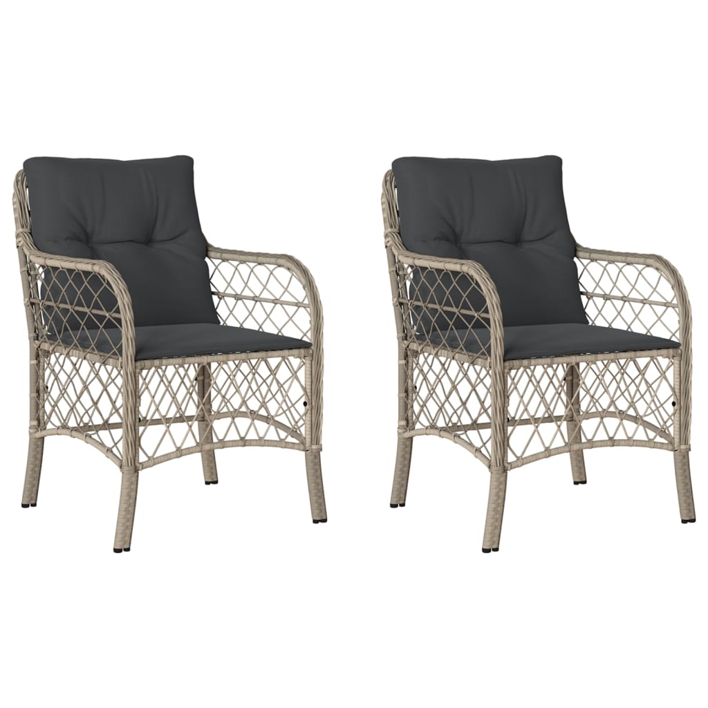 Tuinstoelen 2 st met kussens poly rattan lichtgrijs is nu te koop bij PeponiXL, paradijselijk wonen!