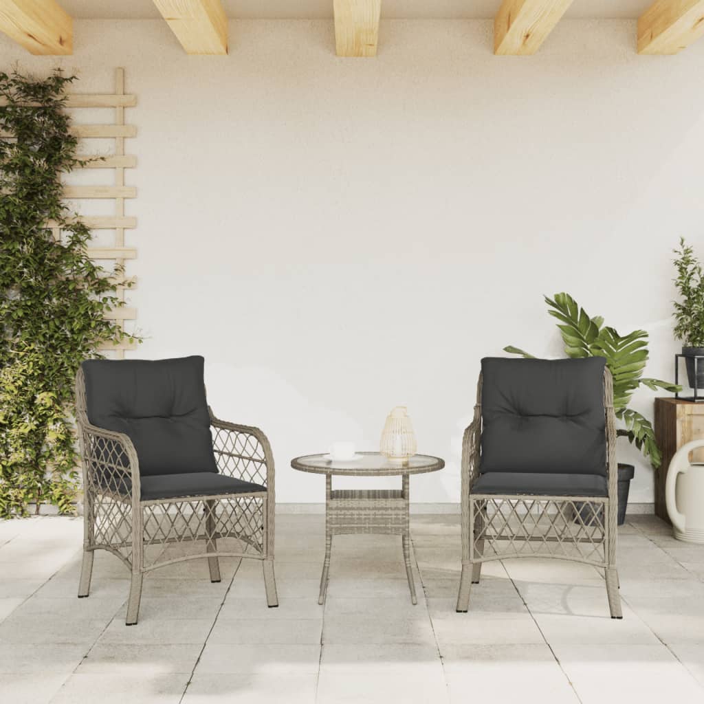 Tuinstoelen 2 st met kussens poly rattan lichtgrijs is nu te koop bij PeponiXL, paradijselijk wonen!