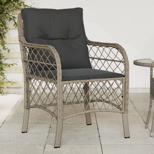Tuinstoelen 2 st met kussens poly rattan lichtgrijs is nu te koop bij PeponiXL, paradijselijk wonen!