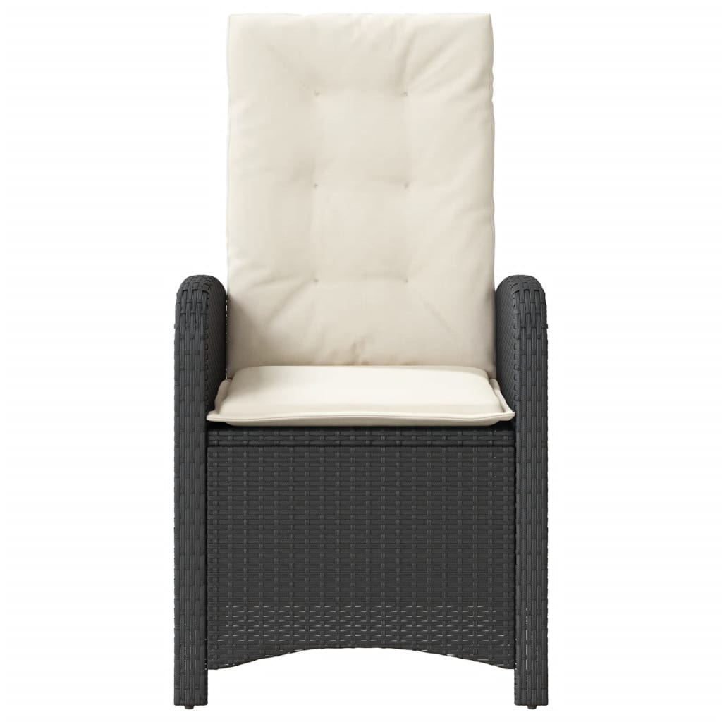 Tuinstoel verstelbaar met kussens poly rattan zwart is nu te koop bij PeponiXL, paradijselijk wonen!